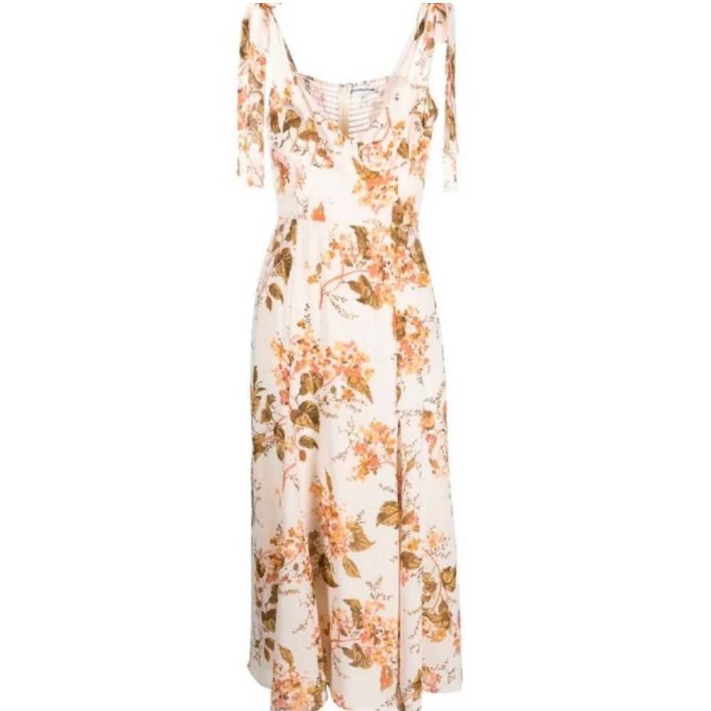 Reformation Nadira Bella Floral Sleeveless Smocked Bow Tie Strap